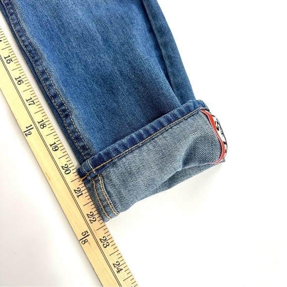 Levi’s Youth Boys Sz 12 Regular 502 REGULAR TAPER Blue Denim Jeans Roll Up Hem - Picture 10 of 13